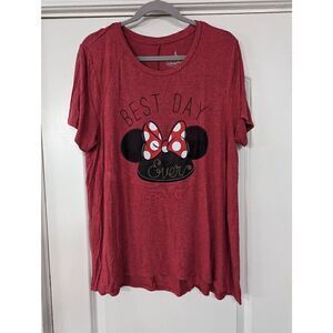 Disney Parks‎ Minnie Mouse T-shirt women's size XL red best day ever flowy